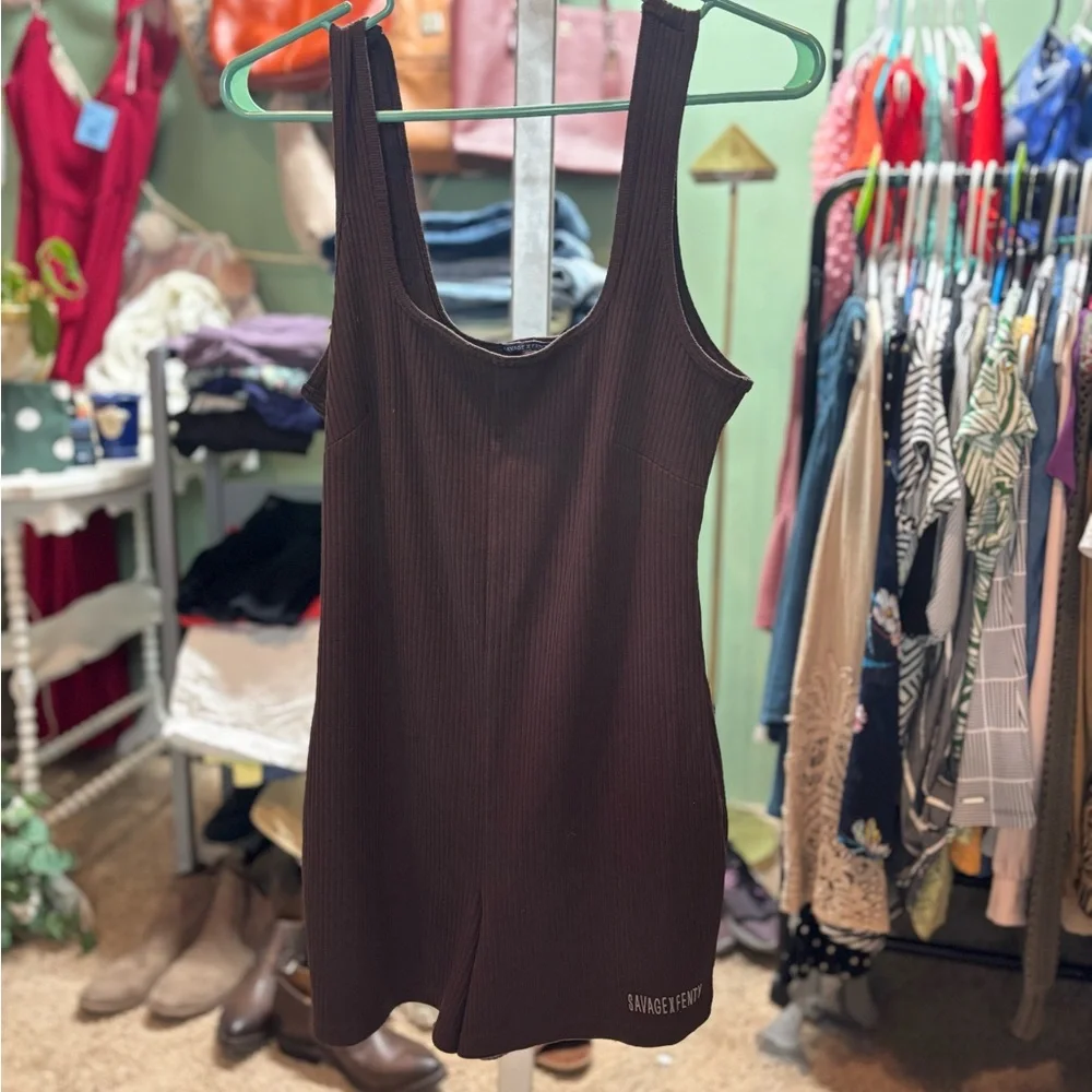 Savage X Fenty Chocolate Ribbed Romper - Picture 1 of 6